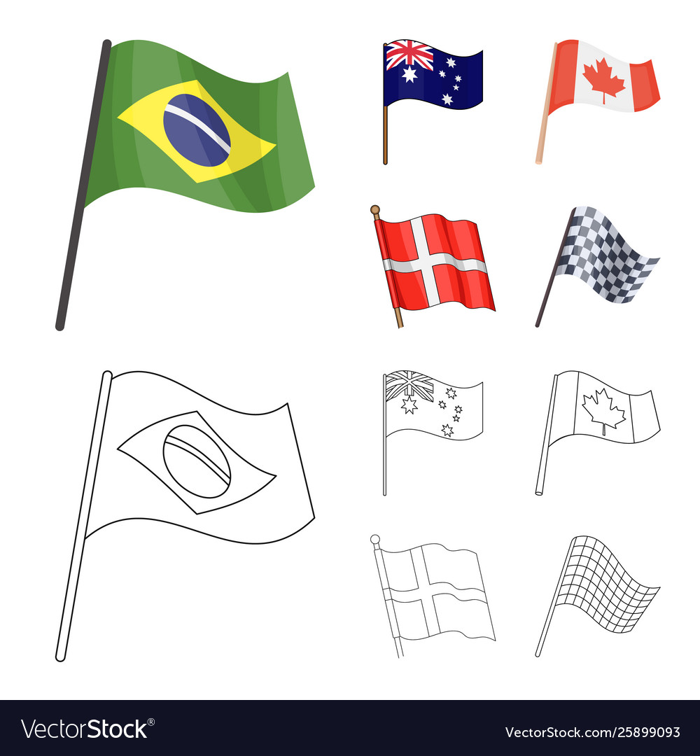 Isolated object world and flag sign set