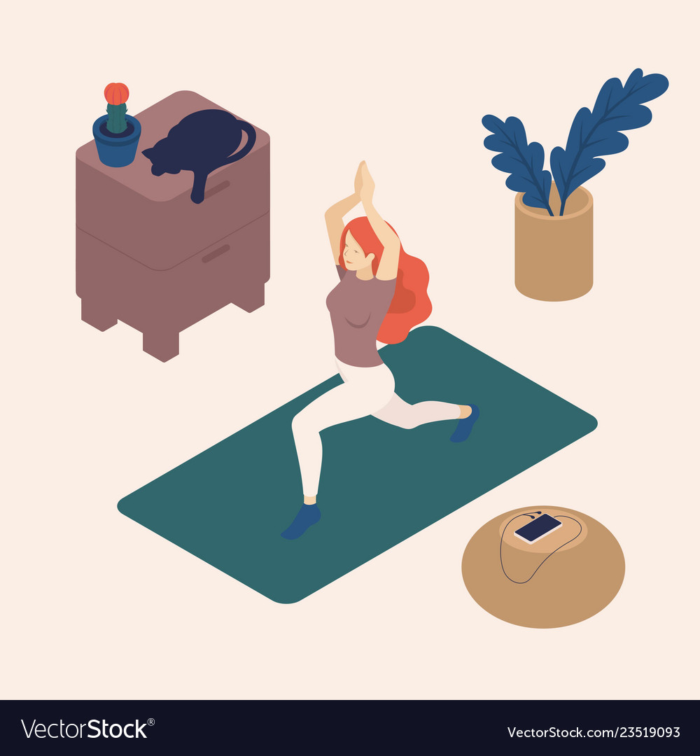 Isometric young women their free time doing yoga