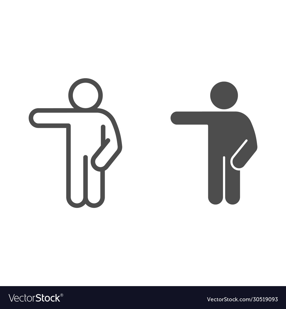 Man point to left line and solid icon vector image Man point to left line and solid icon