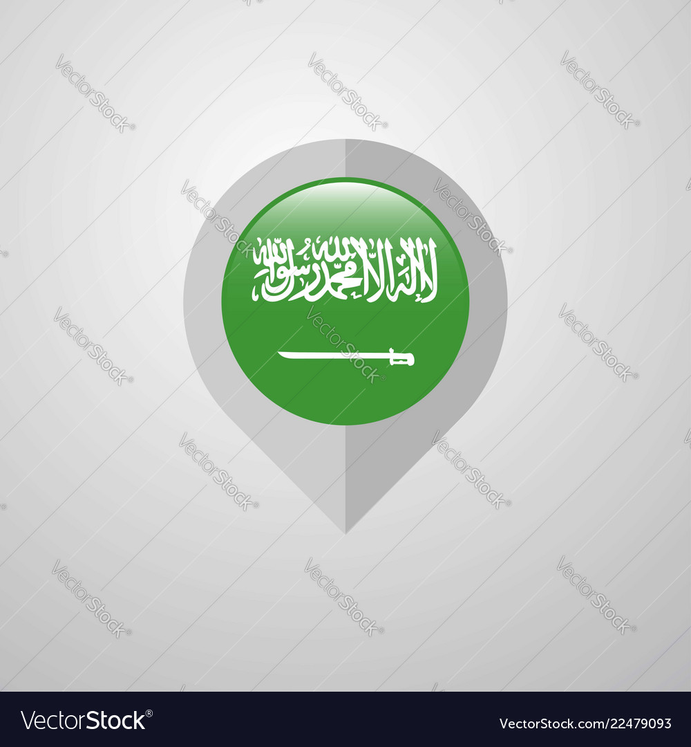 Map navigation pointer with saudi arabia flag
