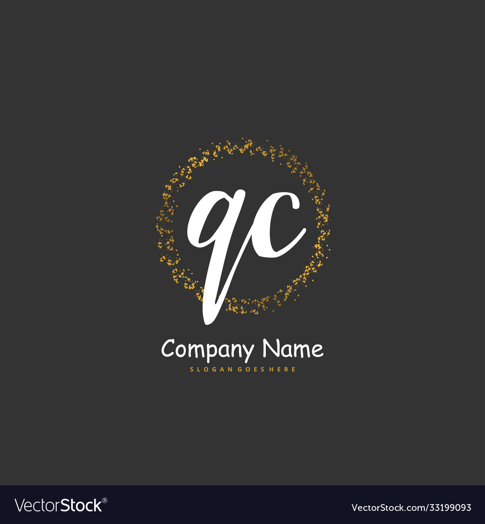 Q c qc initial handwriting and signature logo vector image Q c qc initial handwriting and signature logo