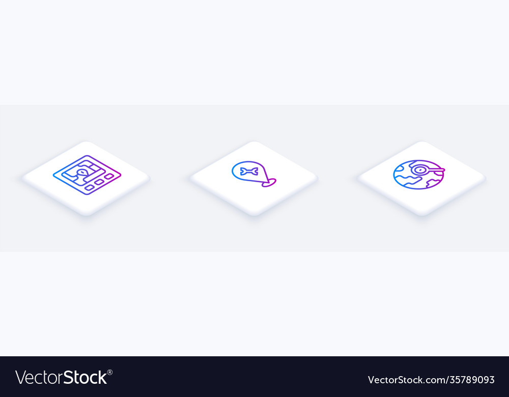 Set isometric line gps device with map car vector image Set isometric line gps device with map car