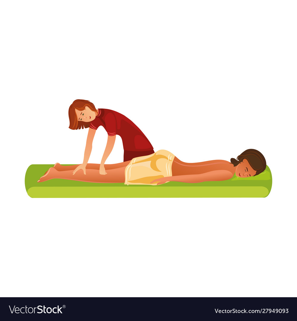 Lächelnde Masseur stehen und Massage machen Vector Image Lächelnde Masseur stehen und Massage machen