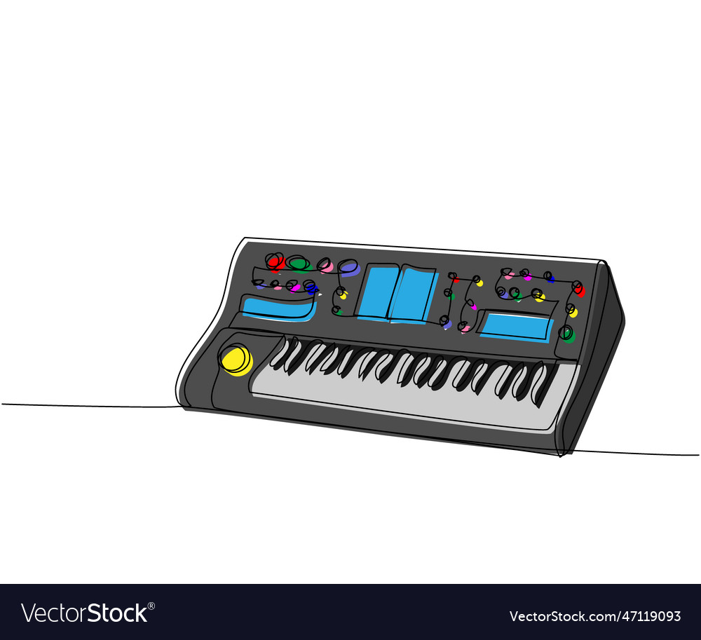 Synthesizer keyboard one line color art