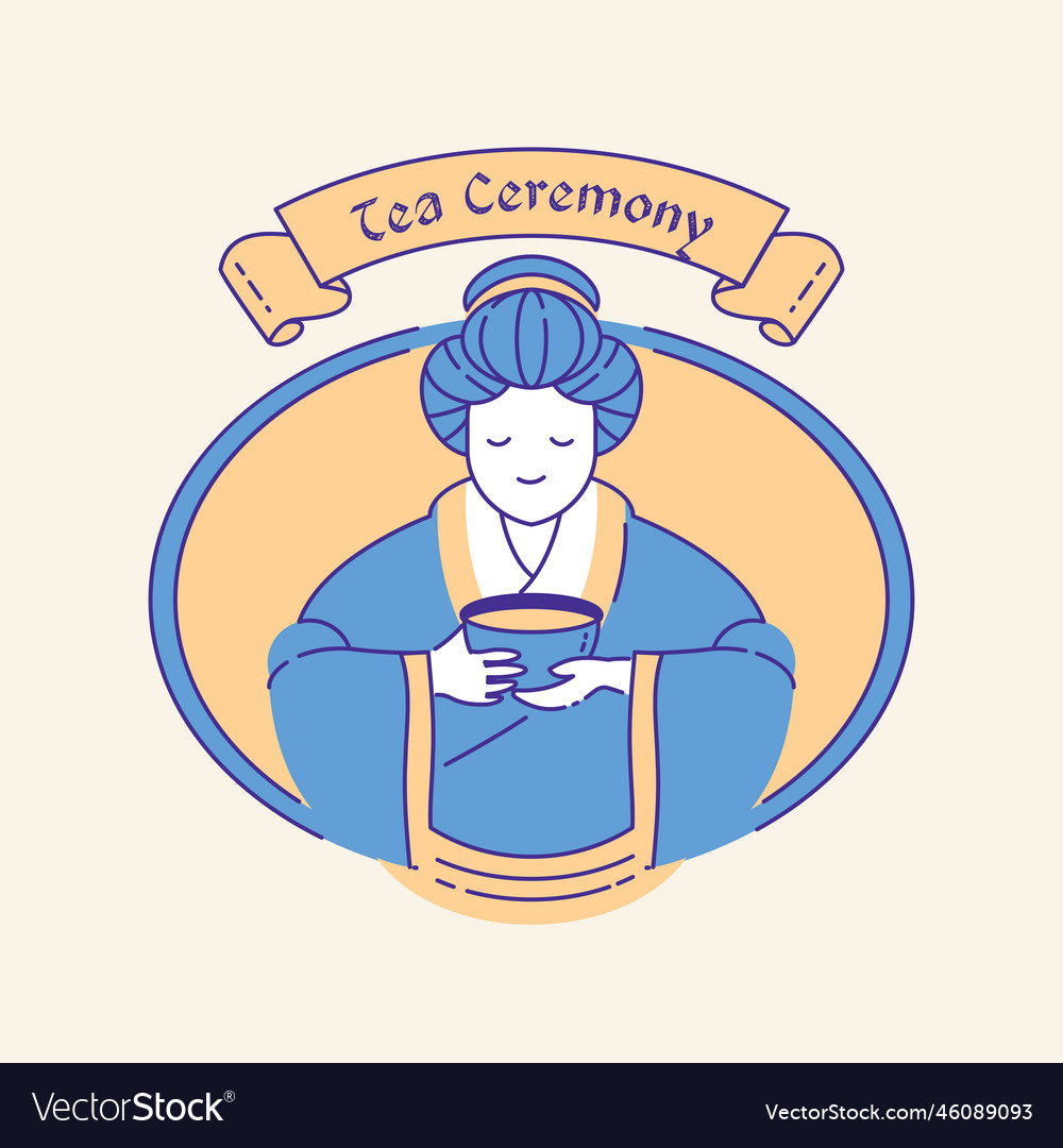 Tea ceremony with geisha badge design