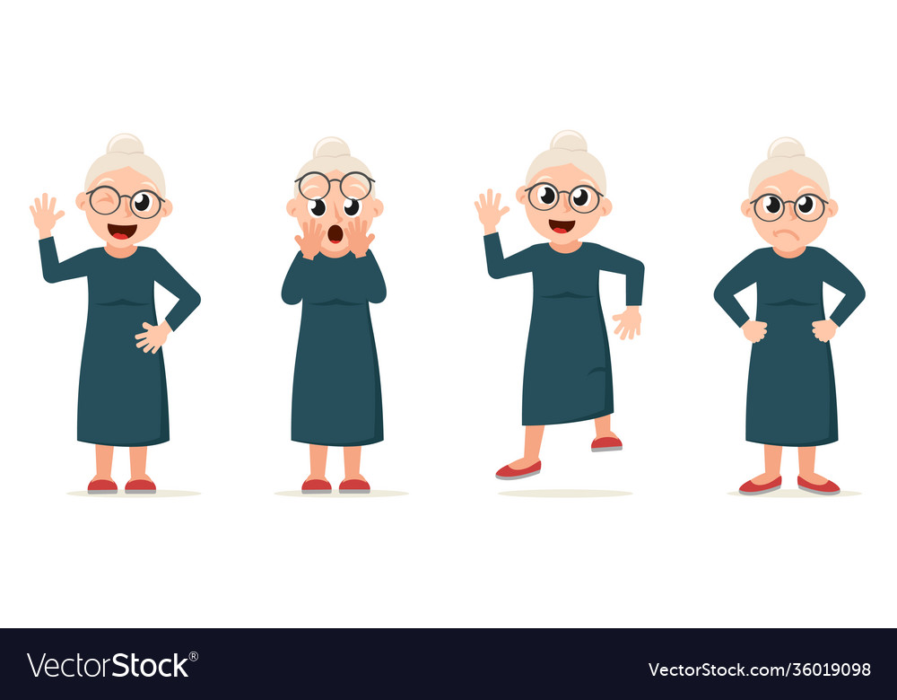 A set grandmother with different emotions