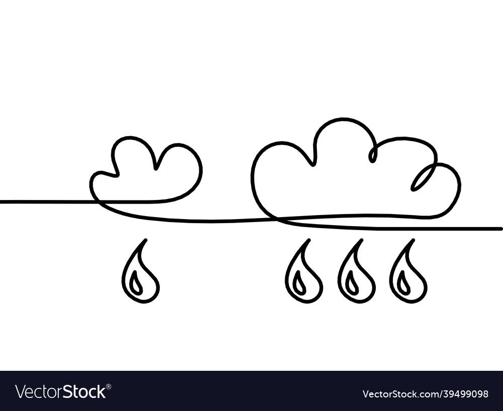 Abstract drop with clouds as line drawing