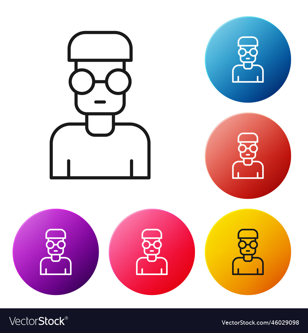 Black line nerd geek icon isolated on white vector image Black line nerd geek icon isolated on white