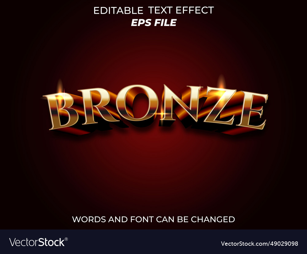 Bronze text effect font editable typography 3d