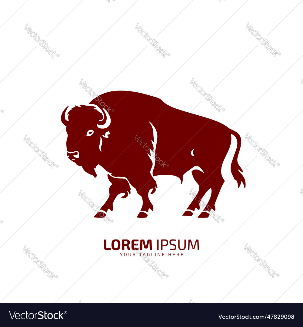 Bull logo icon silhouette bison ox logo symbol Vector Image