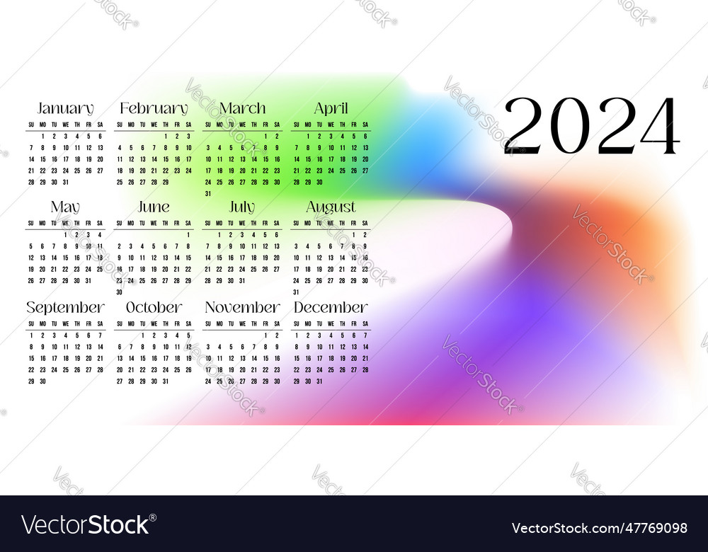 Calendar 2024 on abstract background light design Vector Image