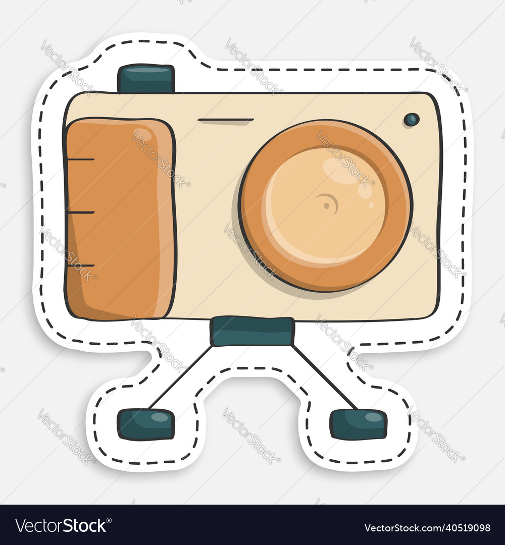 Cartoon icon of doodle camera on stand equipment Vector Image