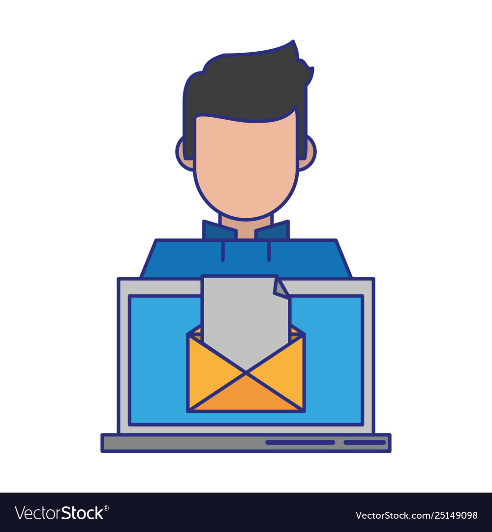 Computer with envelope vector image Computer with envelope