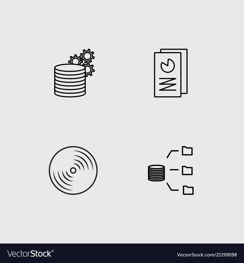 Data analytics simple linear icons set outlined