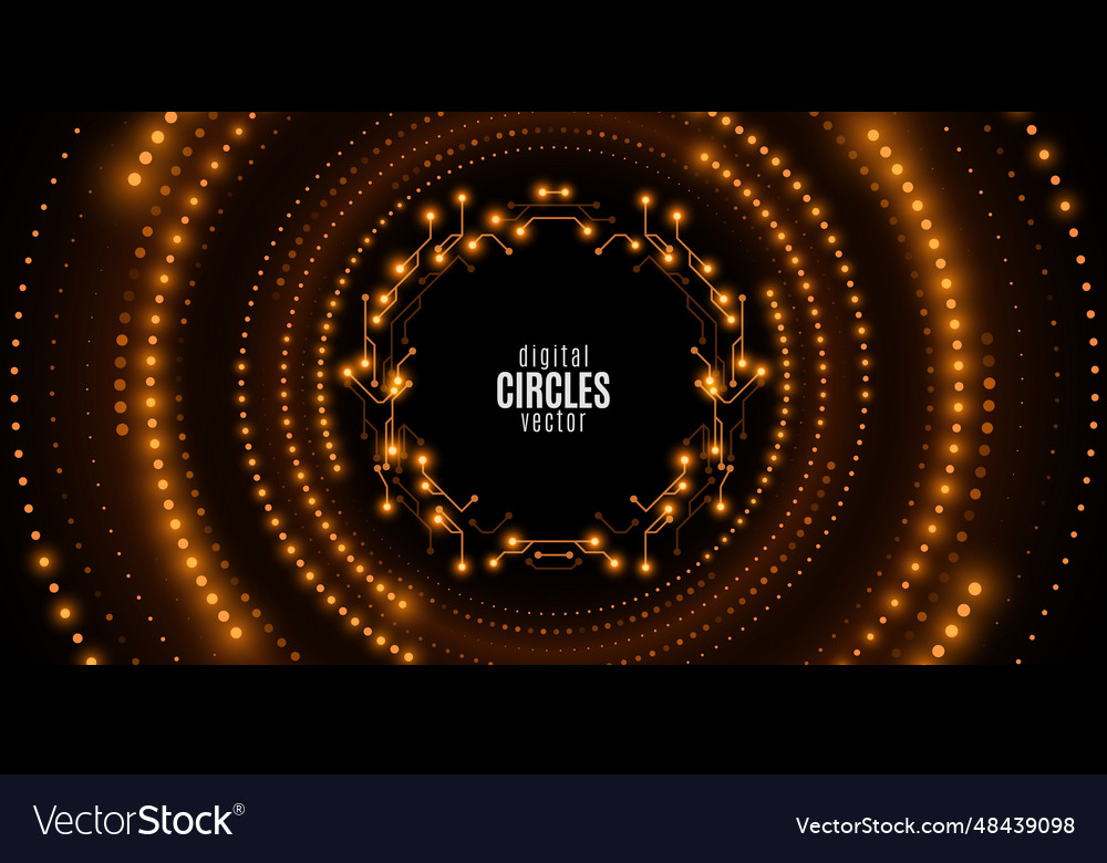 Digital circles of glowing dots with sci-fi cyber vector image Digital circles of glowing dots with sci-fi cyber