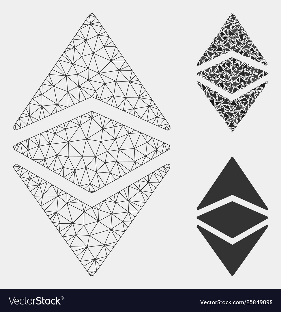Ethereum classic mesh 2d model and triangle vector image Ethereum classic mesh 2d model and triangle