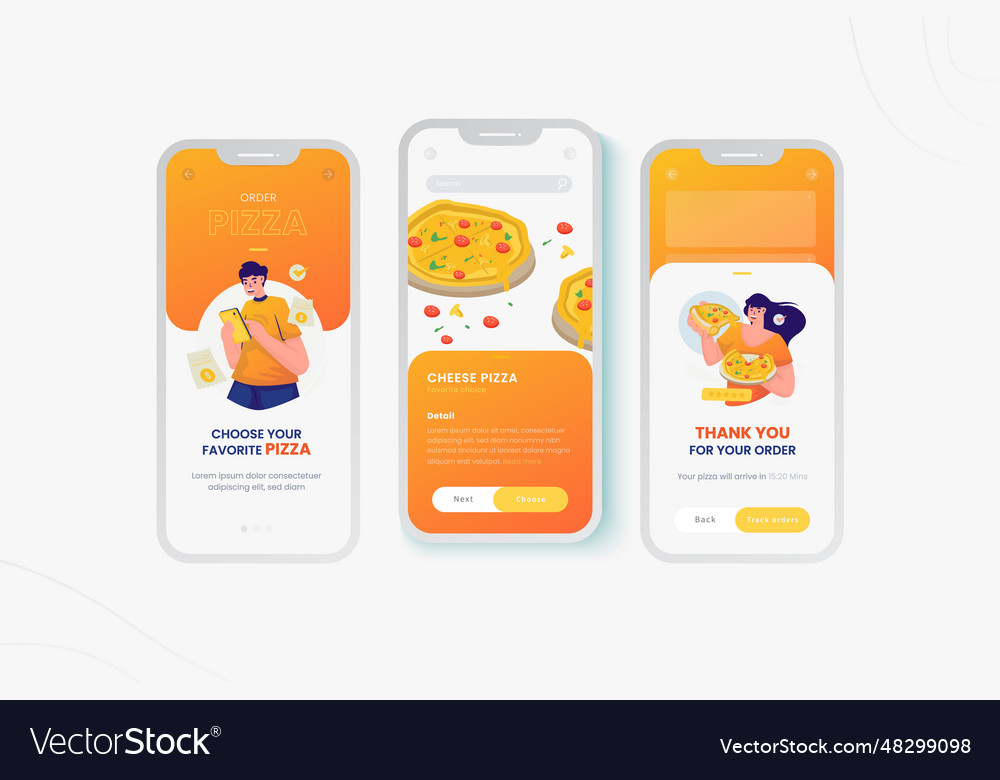 Food pizza delivery mobile screen app design