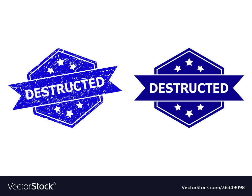 Hexagon destructed stamp seal with corroded