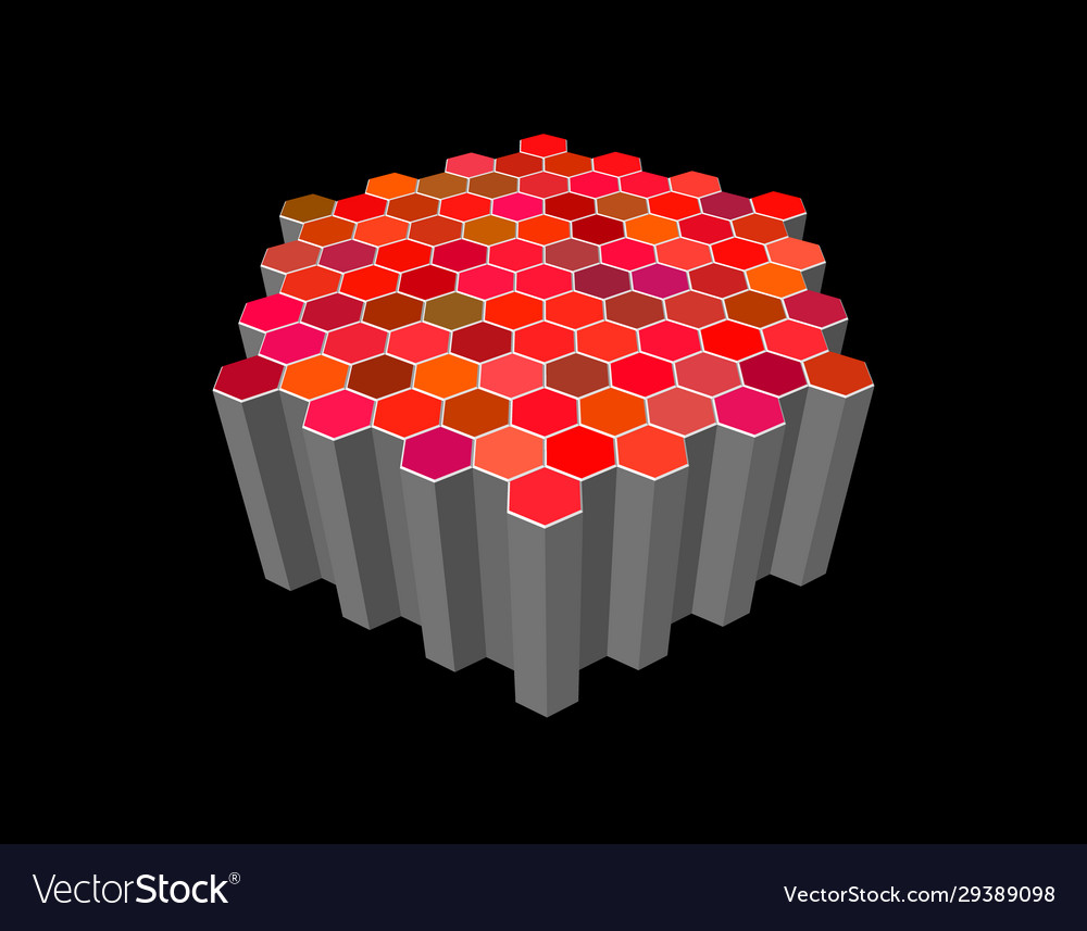 Hexagonal object hexagons isolated on black