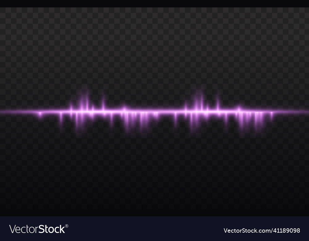 Horizontal violet light rays flash purple line