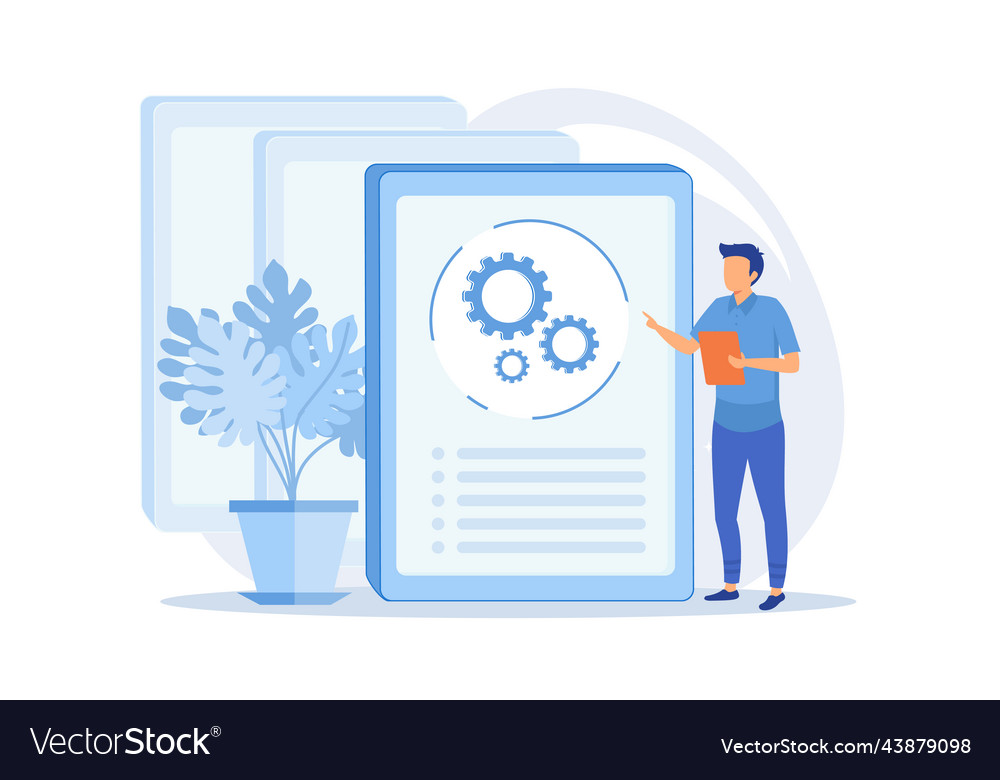 Instruction manual guide document with cogwheel
