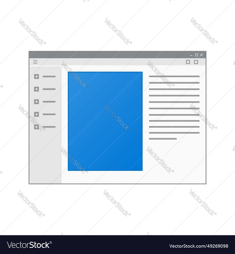 Mockup of computer program window isolated vector image Mockup of computer program window isolated