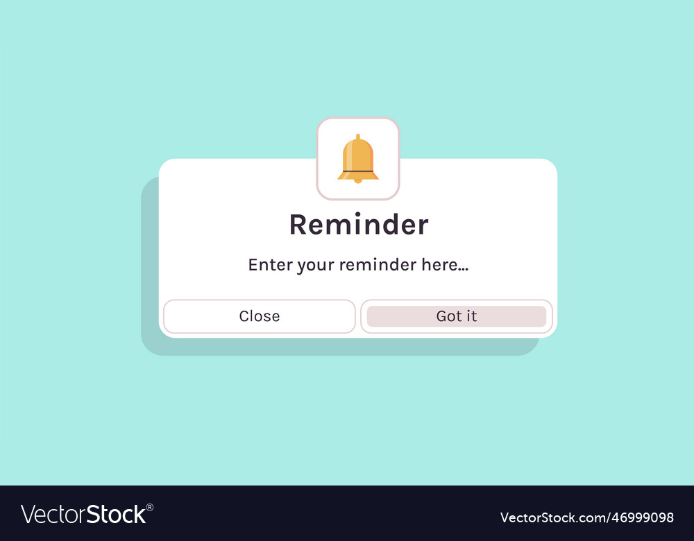 Reminder notification page with floating elements vector image Reminder notification page with floating elements