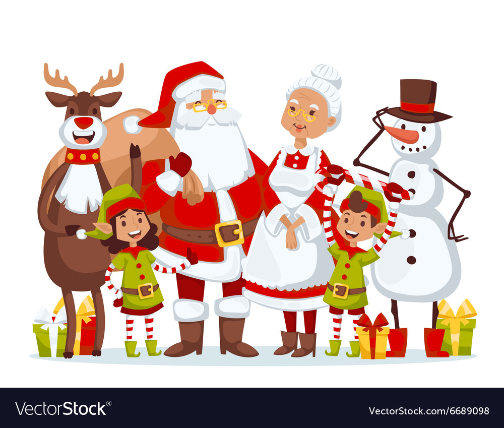 Santa claus Frau und Kinder Cartoon Familie