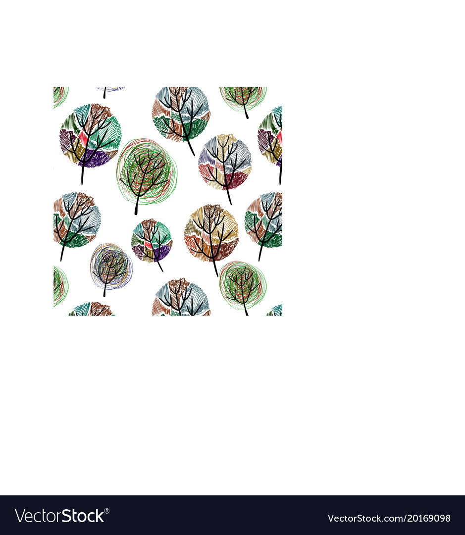 Seamless pattern with colorful trees
