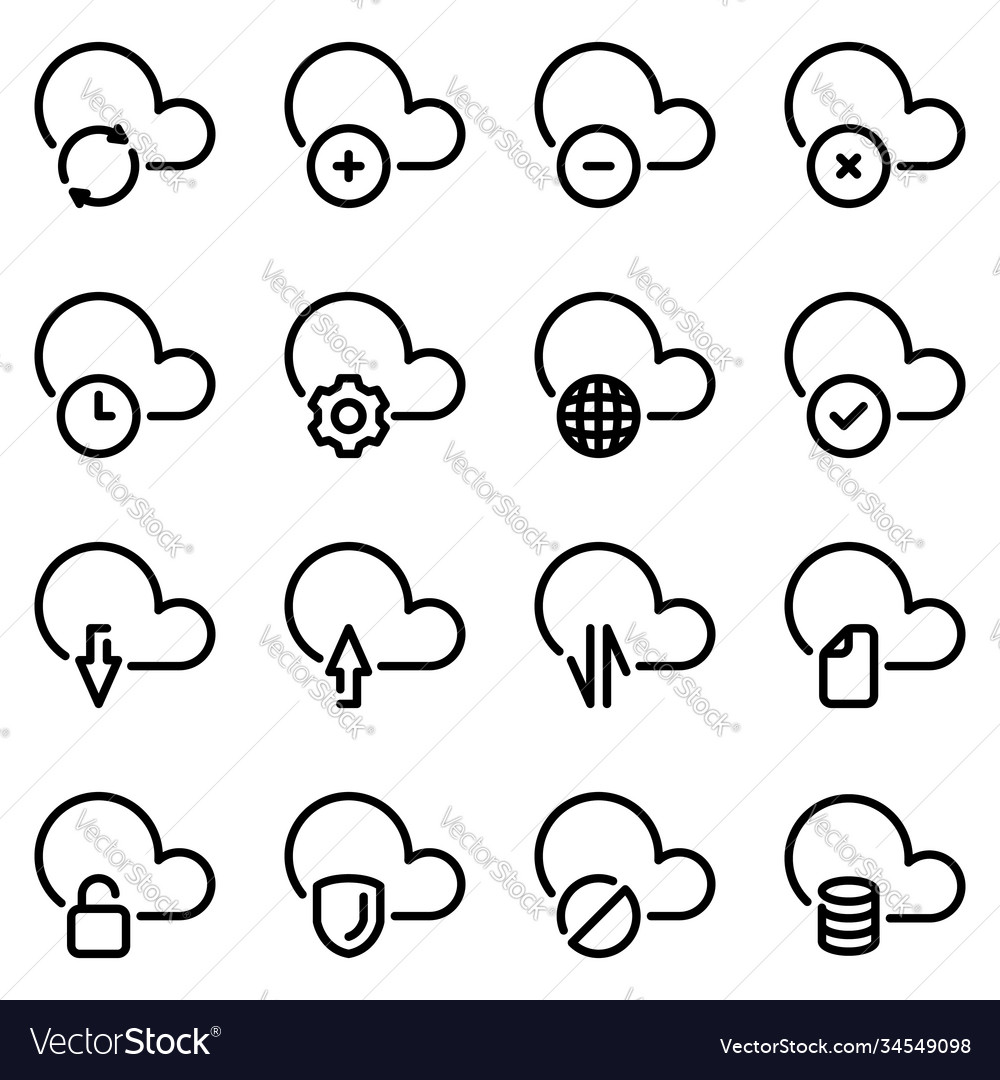 Set icons on a theme computer cloud Vector Image Set icons on a theme computer cloud