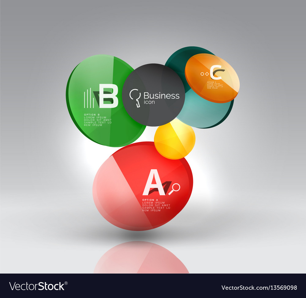 Shiny circles with text in 3d space Vector Image Shiny circles with text in 3d space