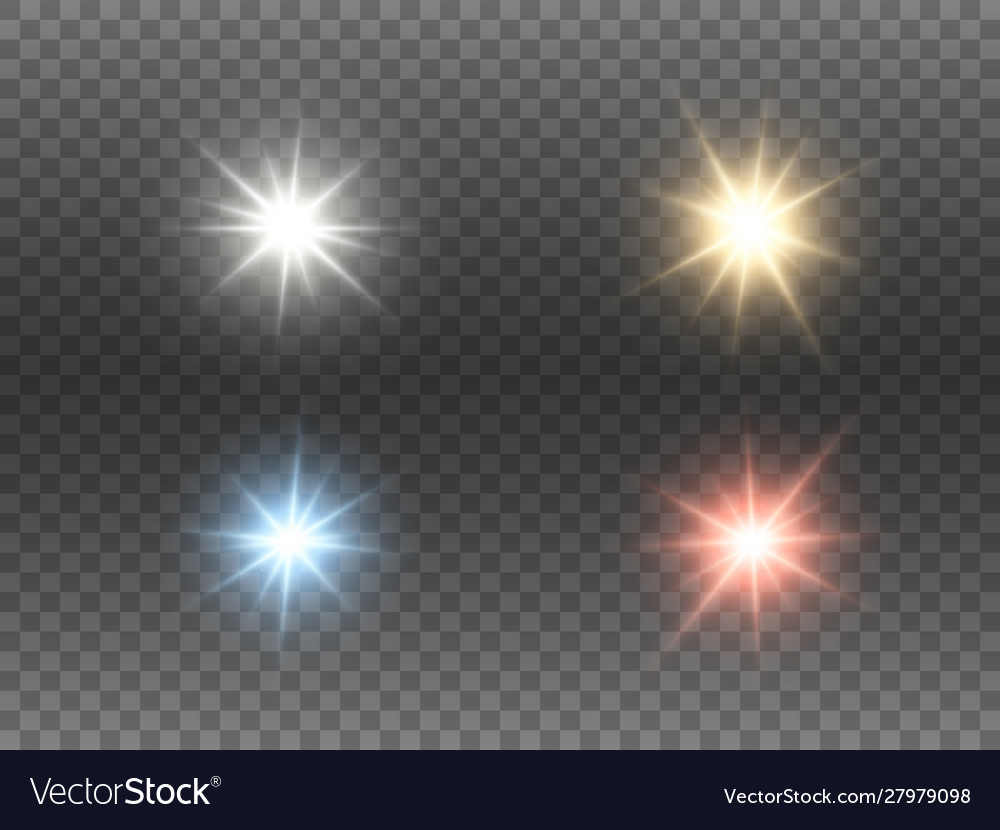Sparkling color lights set on transparent vector image Sparkling color lights set on transparent