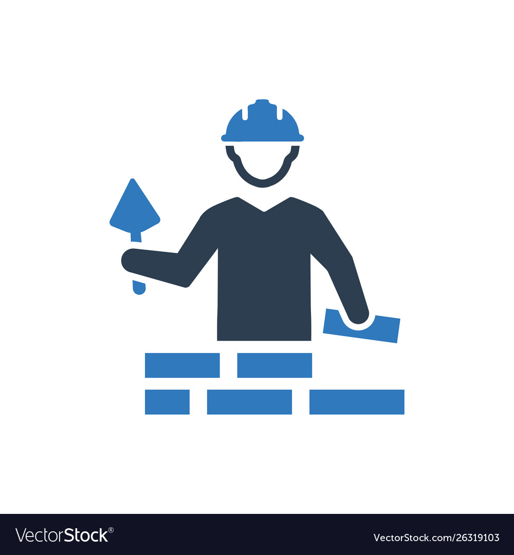 Brick stacking bricklaying icon Royalty Free Vector Image