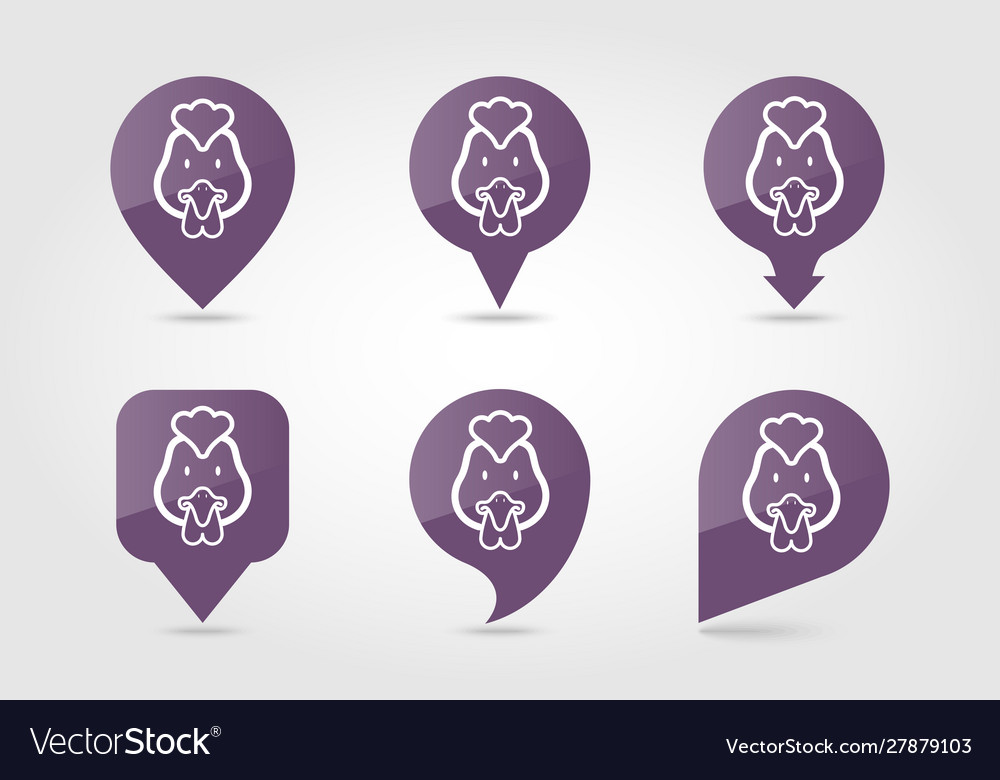 Chicken flat pin map icon animal head