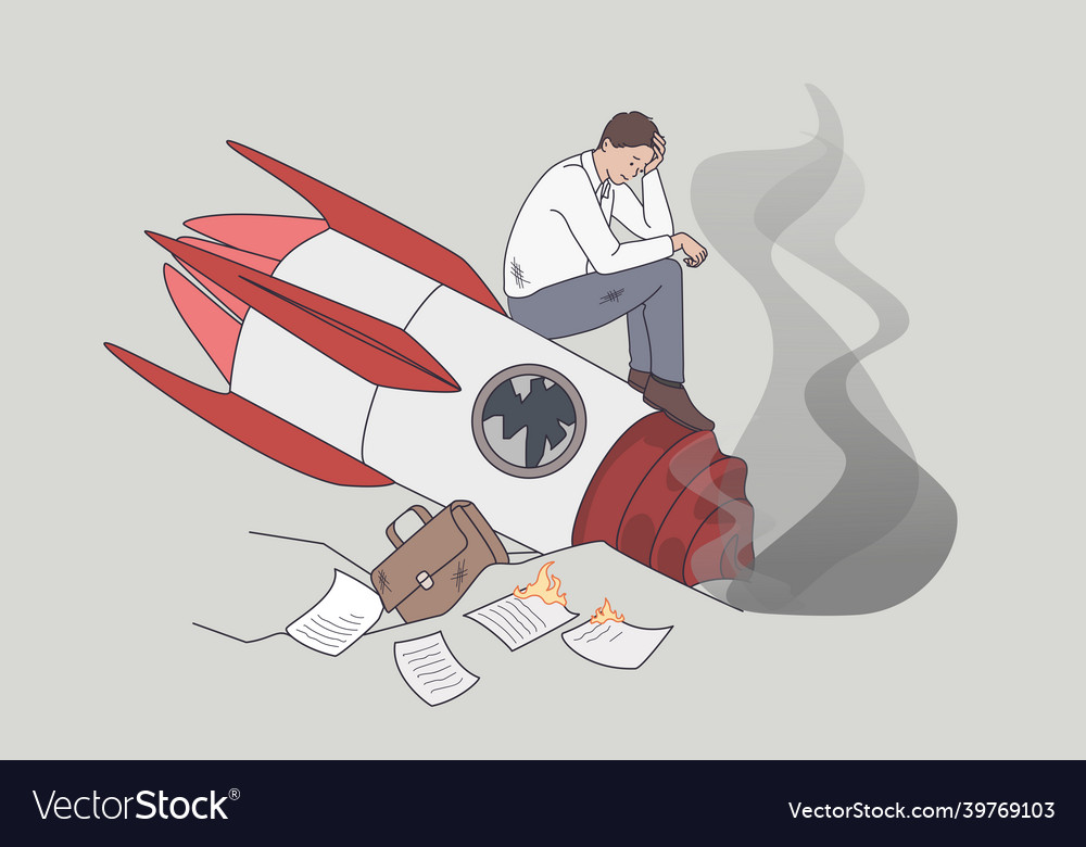 Failed and crashed business rocket startup