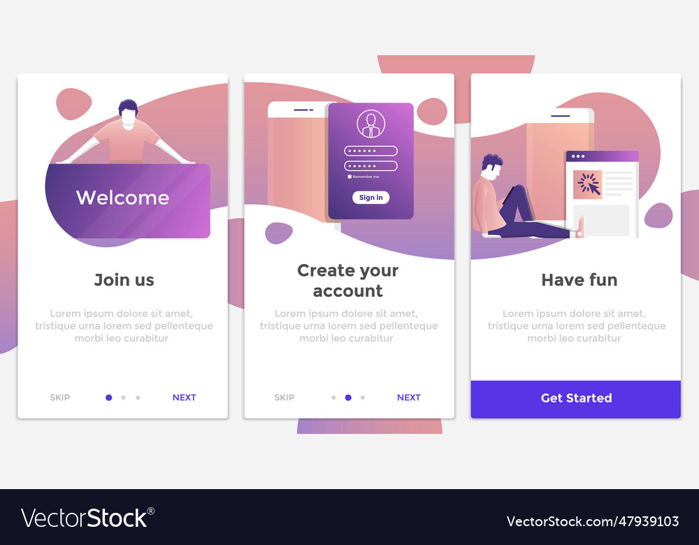 Flat design oneboarding concepts vector image Flat design oneboarding concepts