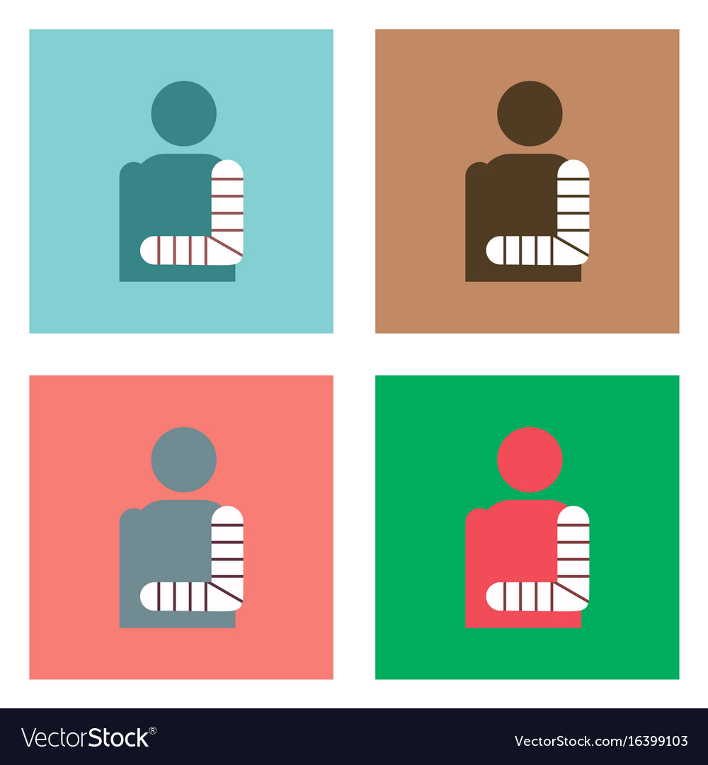 Flat icon design collection man with broken arm