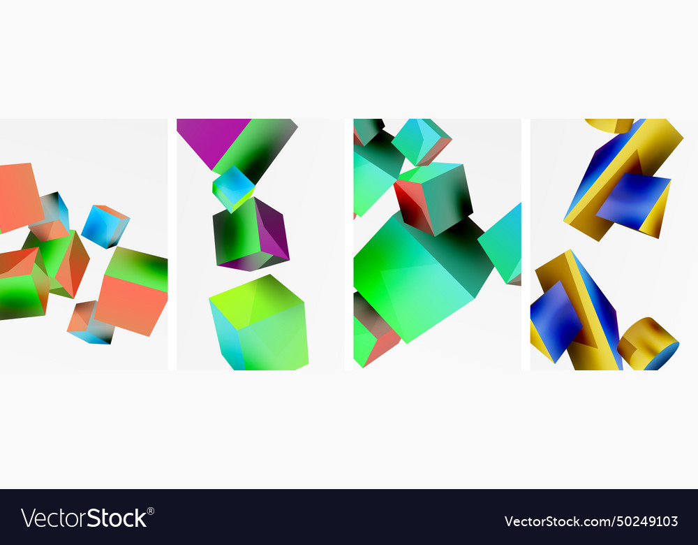 Flying 3d shapes cubes and other geometric