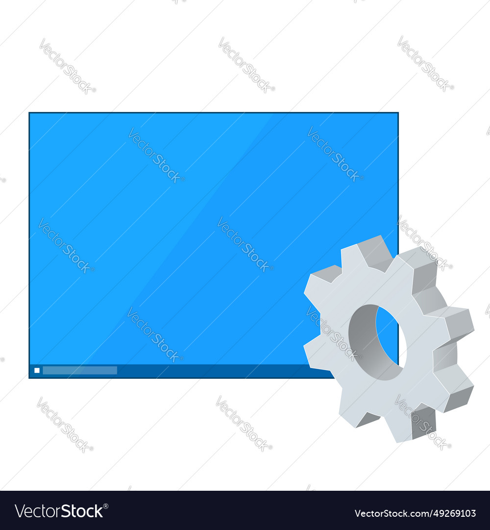 Mockup of desktop or program window with gear vector image Mockup of desktop or program window with gear