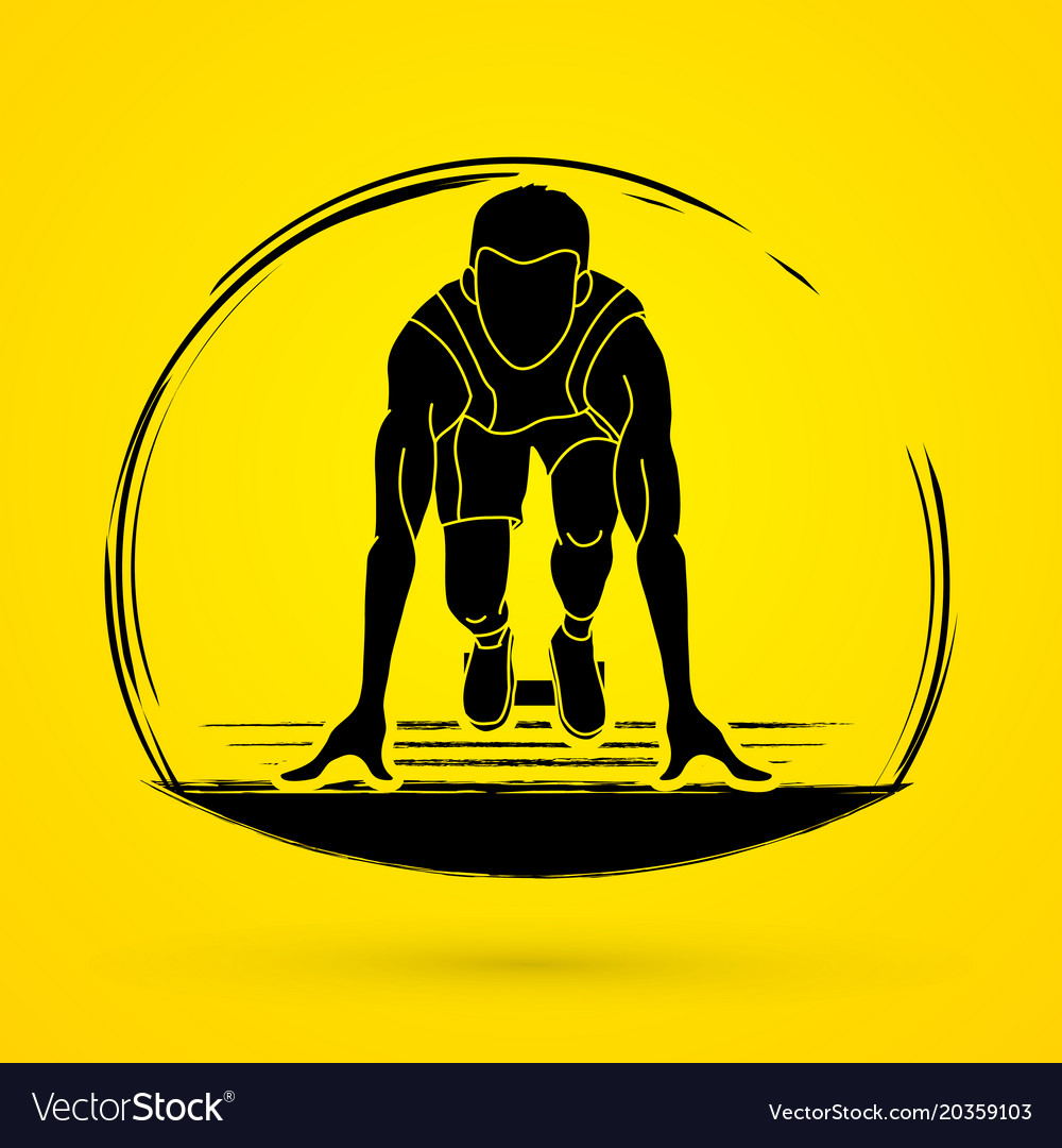 Ready to run athlete runner shape graphic Vector Image