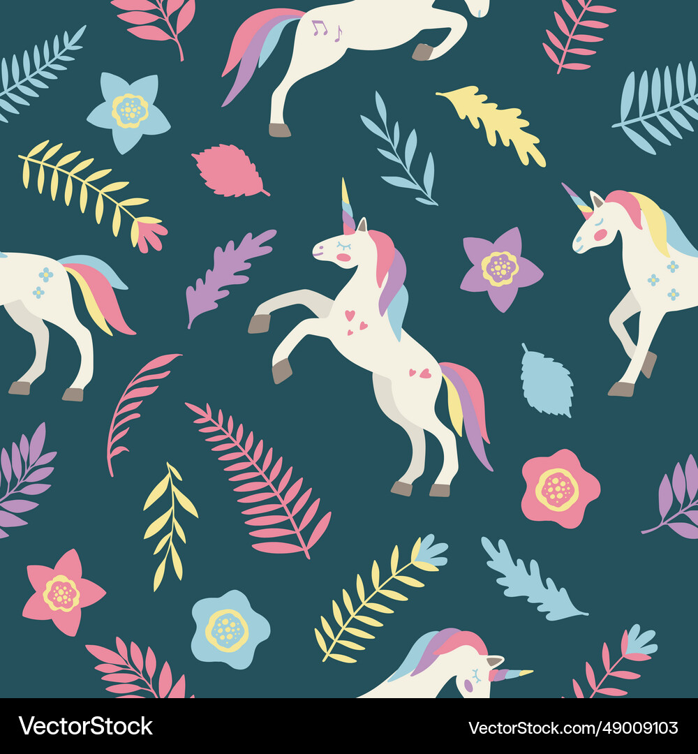 Seamless pattern with cute unicorns Royalty Free Vector