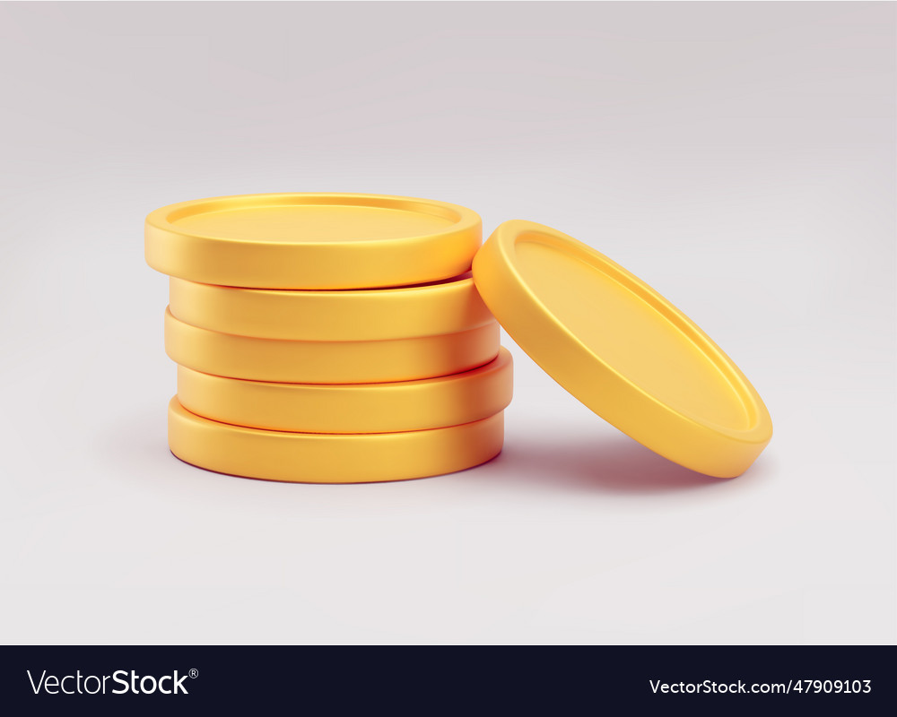 Stack of golden blank coins 3d rendering gold vector image Stack of golden blank coins 3d rendering gold