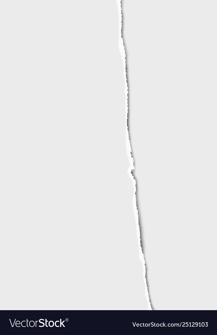 Torn from top to bottom vertical sheet paper