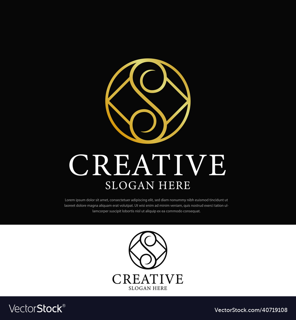 Abstract logo design letter s gold beauty