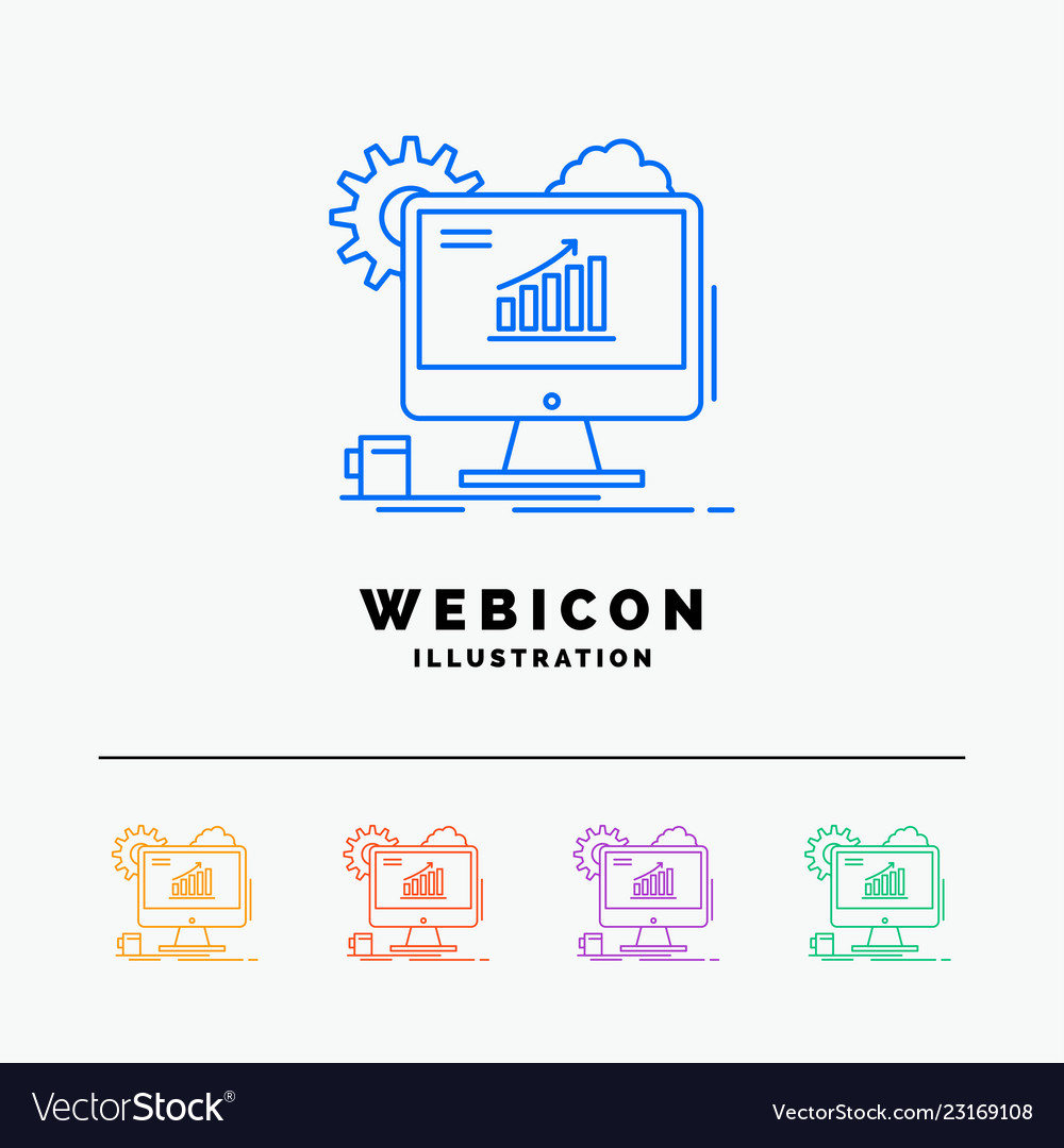 Analytics chart seo web setting 5 color line vector image Analytics chart seo web setting 5 color line