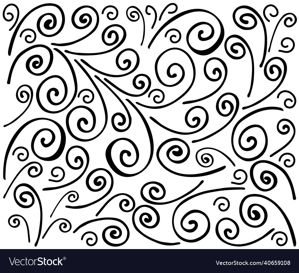 Black and white pattern of curls spirals vector image Black and white pattern of curls spirals