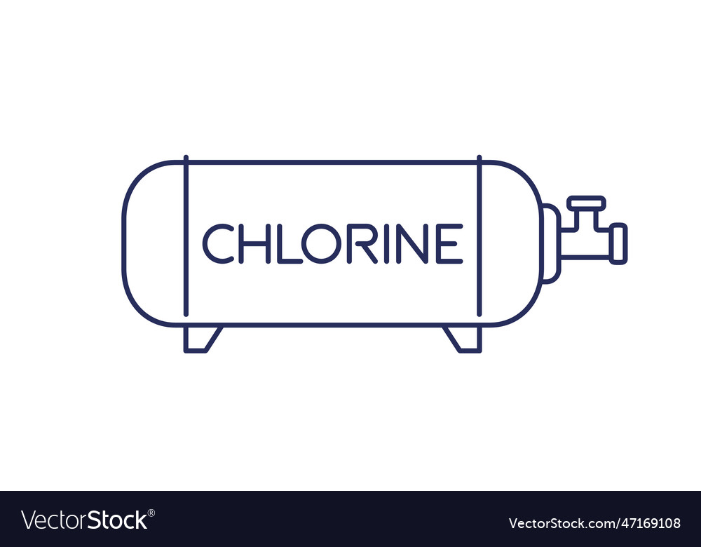 Chlorine gas cylinder or tank line icon Royalty Free Vector