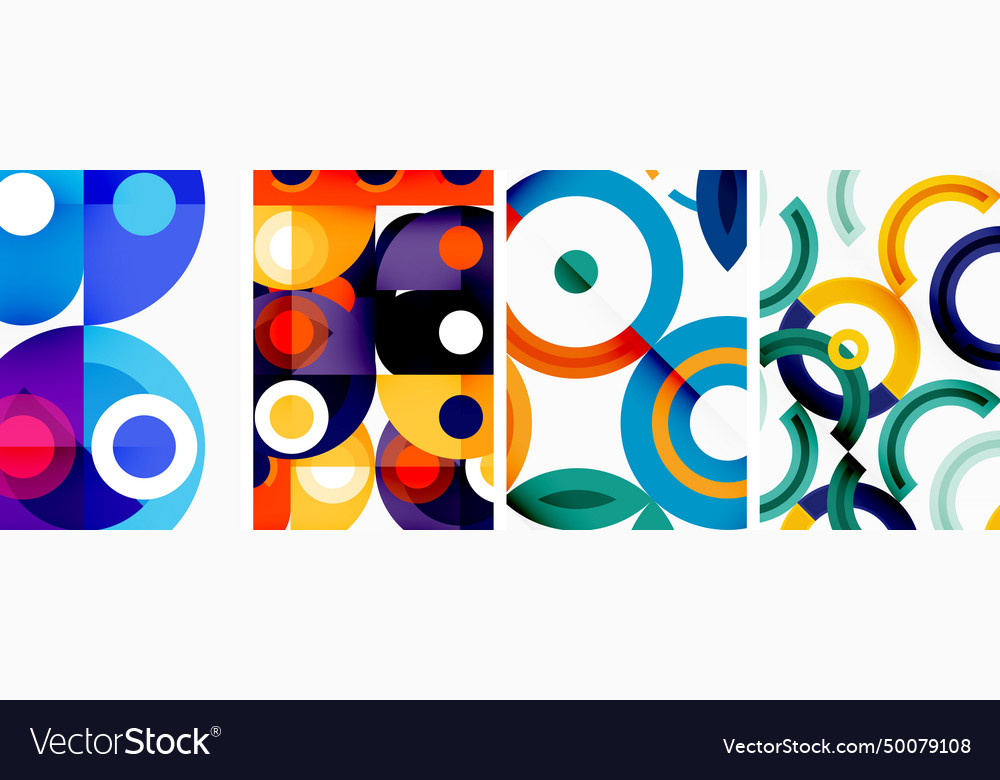 Circles and rings geometric backgrounds posters vector image Circles and rings geometric backgrounds posters