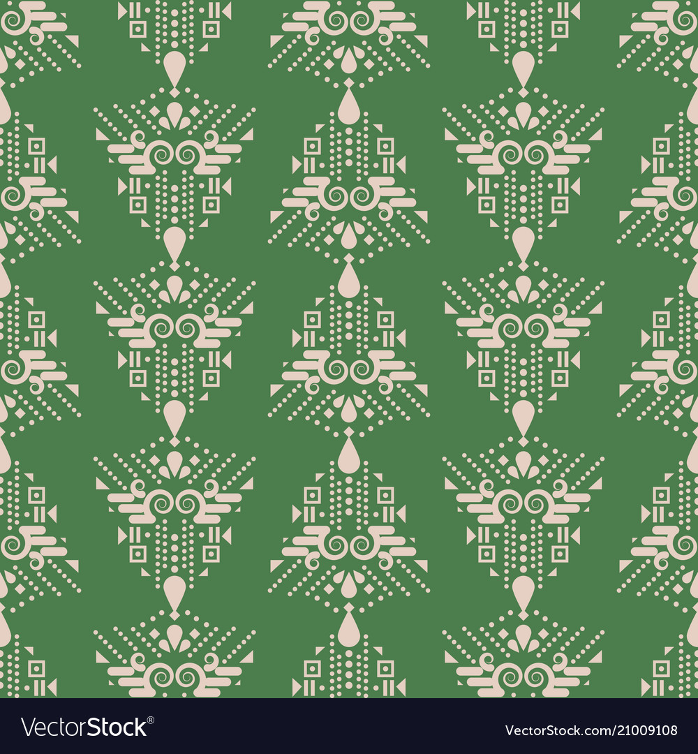 Ethnic green and beige boho simple geometric