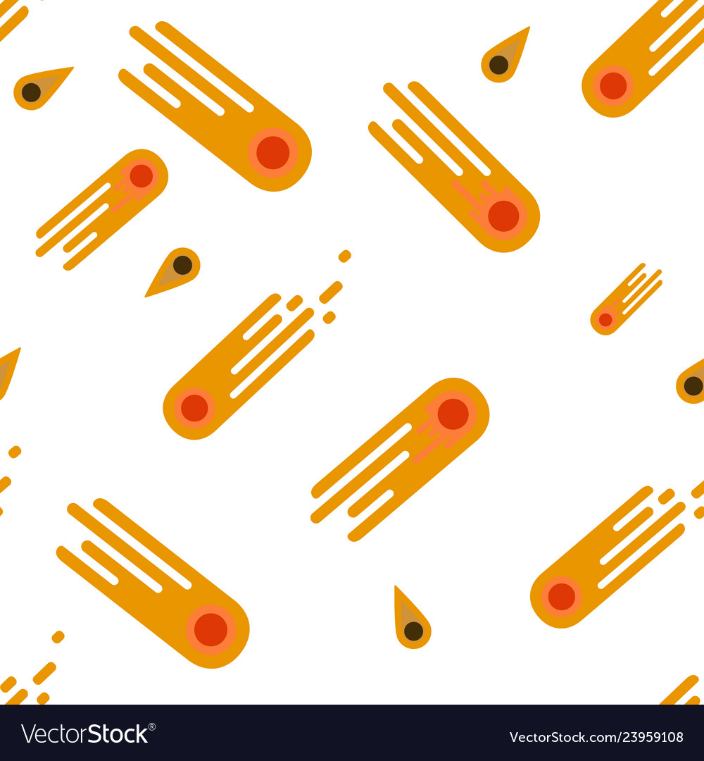 Flat comets seamless pattern isolated